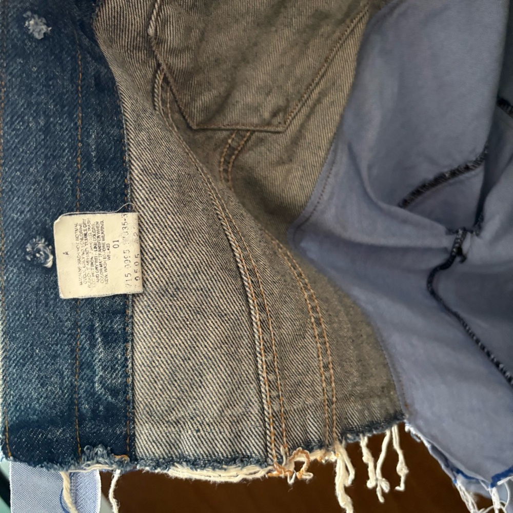 SOLD Levis sz L Remake DIY Denim Blue Button Down Shirt Long Sleeve Reconstructe - Picture 12 of 16